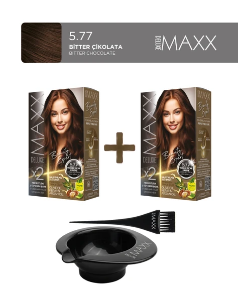 Maxx Deluxe 2'li Paket Beauty Expert Set Boya 5.77 Yoğun Sıcak Kahve, Boya Tası ve Fırça Hediye! ürün görseli 1