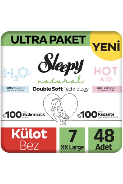 Sleepy Natural Double Soft Ultra Paket Külot Bez 7 Numara Xxlarge 48 Adet ürün görseli 1