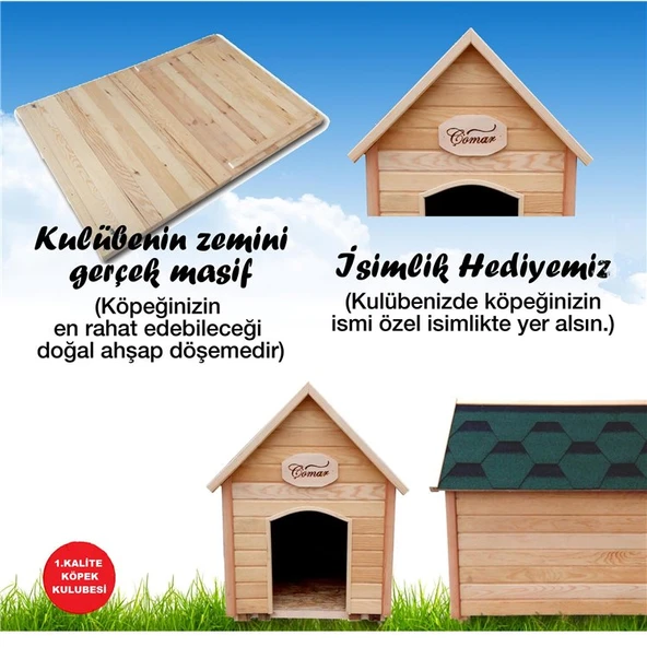 Oscar Ahşap Köpek Kulubesi ; Çomar L (Orta Boy) - Resim 5