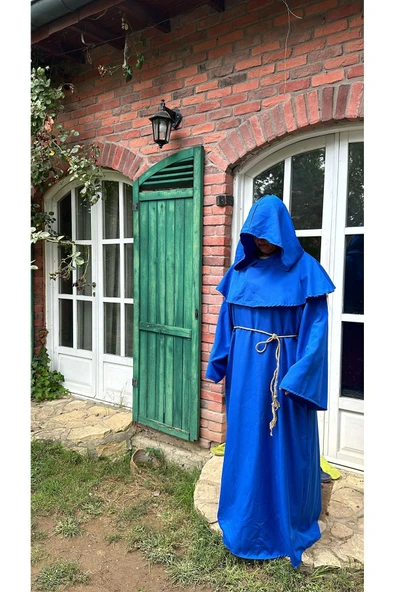 Beşik Kostüm Orta Çağ Tarzı Mavi Keşiş Kostümü – Rahip Cübbesi, Unisex Cosplay ürün görseli 1