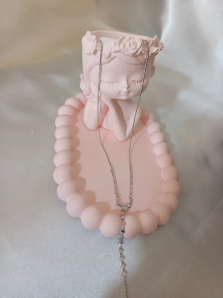 GÜMÜŞ RENKLİ YILDIZLI 45 CM KOLYE - Resim 2