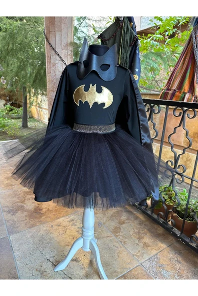 Beşik Kostüm Batgirl Kostümü - Maskeli ve Pelerinli Süper Kahraman Kostümü ürün görseli 1
