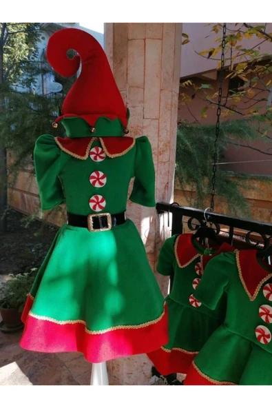 Beşik Kostüm Kız Çocuk Yeşil Elf Kostüm ürün görseli 1