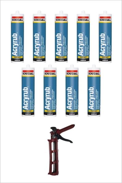 Soudal Silikonize Akrilik Mastik Beyaz 500gr 9adet+1 Adet Tabanca ürün görseli 1
