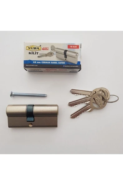 Yuma Çelik Kapı Kiliti Cerman Barel Saten / 68mm / 3 Anahtarlı ürün görseli 1