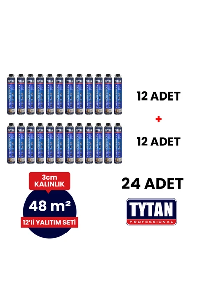 TYTAN Poliüretan Isı Yalıtım Köpük Seti (24 adetx870 ml- 48 m2) ürün görseli 1