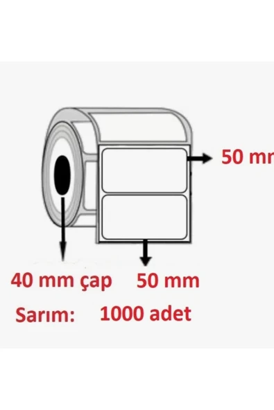 Ender Termal Etiket 50x50 1000 sarım 24 Rulo ürün görseli 1