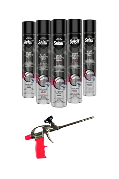 Selsil Poliüretan Tabancalı Yapıştırıcı Köpük 850 Gr - 750 Ml -5 Adet + Demir Köpük Tabancası ürün görseli 1