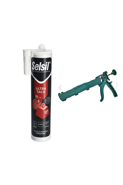 Selsil Ultra Tack 290 ml Güçlü Korniş ve Montaj Yapıştırıcı + Sert Plastik Silikon Tabancası ürün görseli 1