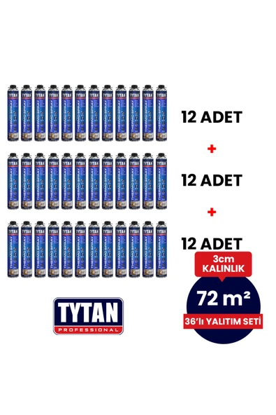 TYTAN Poliüretan Isı Yalıtım Köpük Seti (36 adetx870 ml- 72 m2) ürün görseli 1