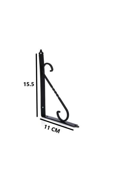 BEŞEL Renk Seçenekli Siyah 15.5x11 Ferforje Raf Altı Metal L Ayak Raf Altı Siyah Uzun ürün görseli 1