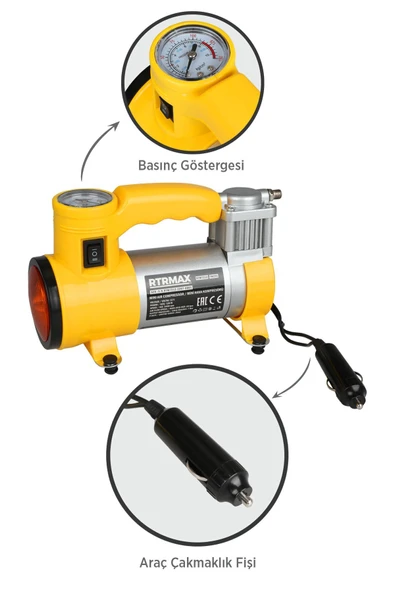 Rtrmax RTM7212 Mini Hava Araç Kompresörü 120 W 7 Bar - Resim 3