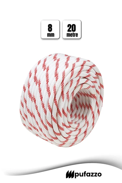 İskota Halat 8 mm 20mt  Polyester Örme Halat  Dayanıklı Gemici Denizci  Kamp ve Dagcı İpi ürün görseli 1