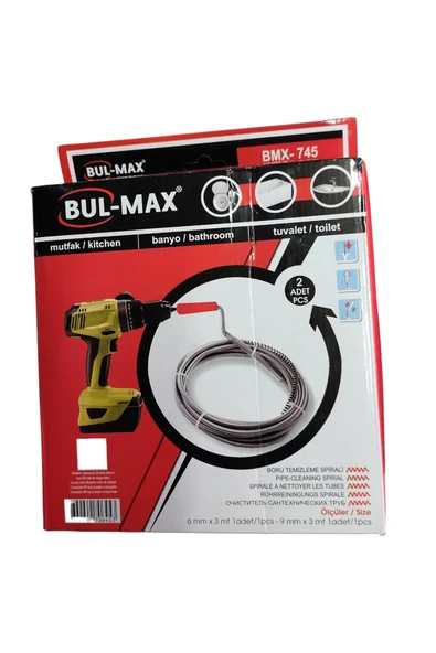 BULMAXX Lavabo Ve Gider Kanal Açıcı Sprali Matkap Ucuna Takılan Susta Bmx-745 6mm 3mt 9mm 3mt 2 Adet ürün görseli 1