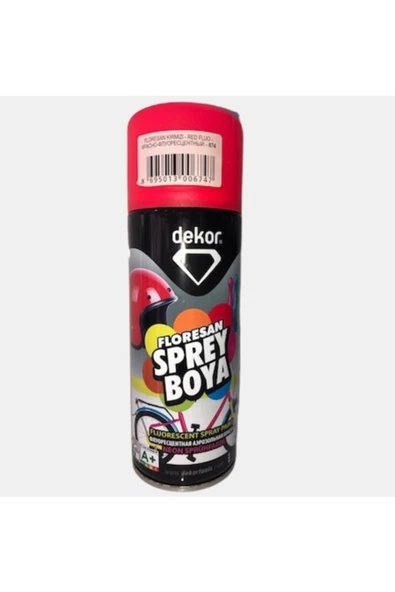 Dekor 674 Kırmızı Floresan Sprey Boya 400 Ml ürün görseli 1