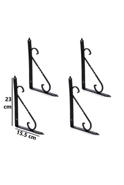 BEŞEL 4 Adet Siyah 23x15.5 Ferforje Raf Altı Metal L Ayak ürün görseli 1