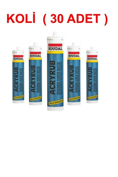Soudal Acryrub Silikonize Mastik 500 Gr Beyaz - 30 Adet (1 koli) ürün görseli 1