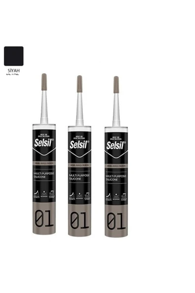 Selsil Genel Amaçlı Silikon - 280gr (siyah) 3 Adet ürün görseli 1