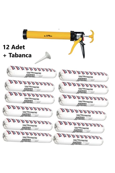 TYTAN Pu 45 12 Tane Gri Oto Sosis Mastik 600 ML + Sosis Tabancası ile birlikte ürün görseli 1