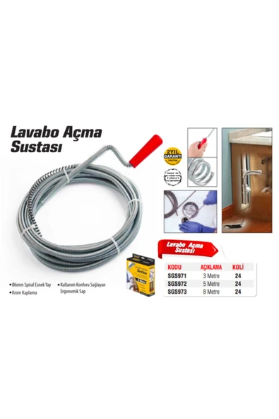 SGS Lavabo Açma Sustası 3mt ürün görseli 1
