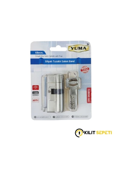 yuma kilit Pirinç Bilyalı Tuzaklı Barel 68 mm Saten ürün görseli 1