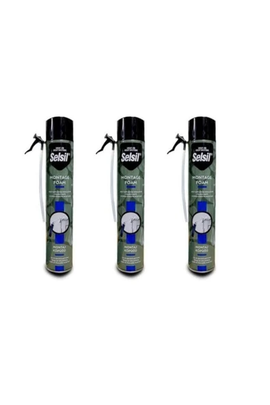 Selsil Montaj Köpüğü Dolgu Köpüğü 750ml-600gr Kapı Boşluklarına Çatı Boşluklarına Dolgu Köpük (3 ADET) ürün görseli 1