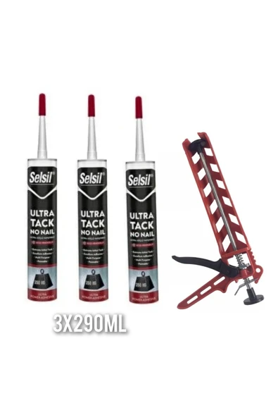 Selsil Ultra Tack No Naıl Ultra Güçlü Yapıştırıcı 3x290ml + silikon tabancası ürün görseli 1