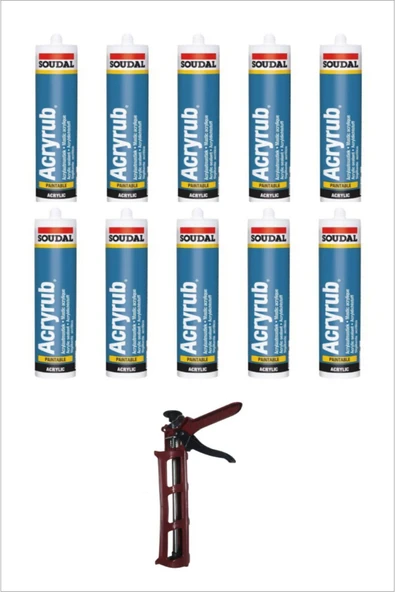 Soudal Silikonize Akrilik Mastik Beyaz 500gr 10 Adet 1 Adet Tabanca ürün görseli 1