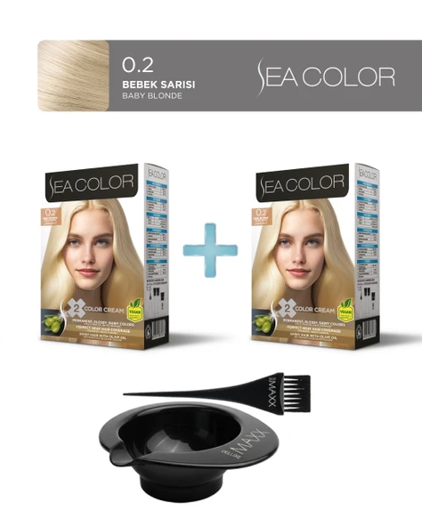 Sea Color 2'li Paket Set Saç Boyası 0.2 Bebek Sarısı, Boya Tası ve Fırça Hediye! ürün görseli 1