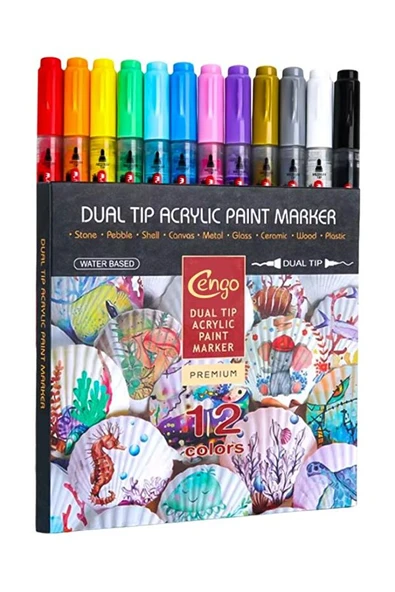 CENGO AKRILIK MARKER 12 LI DUAL CGO-604 ürün görseli 1