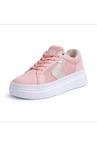 Pudra Kadın Sneaker Kalın Taban Bağcıklı Rahat Günlük Yürüyüş Spor Ayakkabı ürün görseli 1