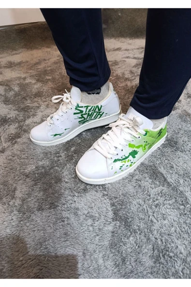 5015 Rahat Şık Beyaz Yeşil Sneaker Yürüyüş Ayakkabısı 36 37 38 39 40 Numara ürün görseli 1