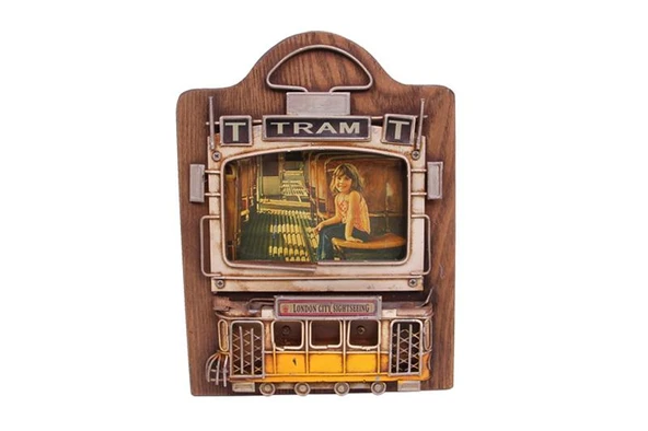 Dekoratif Metal Çerçeve Tramvay Dekorlu Vintage Hediyelik ürün görseli 1