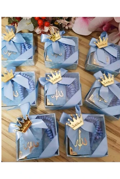 Mini Kuran Tesbih Seti Mavi 10 Lu Paket ürün görseli 1