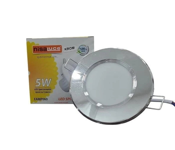 NisaLuce 5W Led Spot Armatür Krom Kasa 6500K Beyaz Işık 10 Adet ürün görseli 1