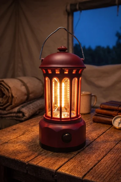 Glr L800BR Retro Tasarım Şarjlı Kamp Lambası - 250 Lümen Vintage Fener ürün görseli 1