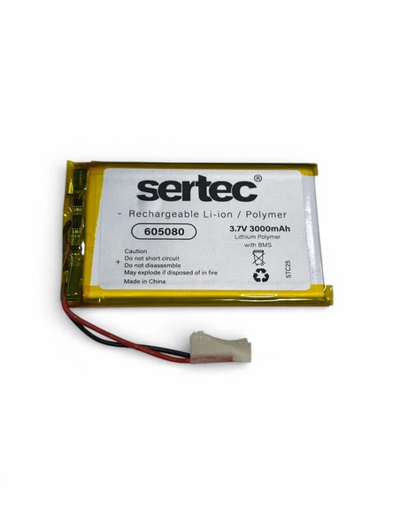 Sertec 605080 3.7V 3000 mAh Li-Polymer Pil (Devreli/1.5A) ürün görseli 1