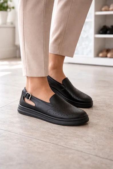 Siyah İnce Taban Kadın Günlük Comfort Ayakkabı – Kaymaz Taban ürün görseli 1