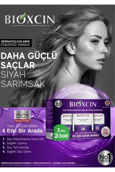 Bioxcin Siyah Sarımsak Şampuanı 300 ml 3 Al 2 Öde - Resim 4