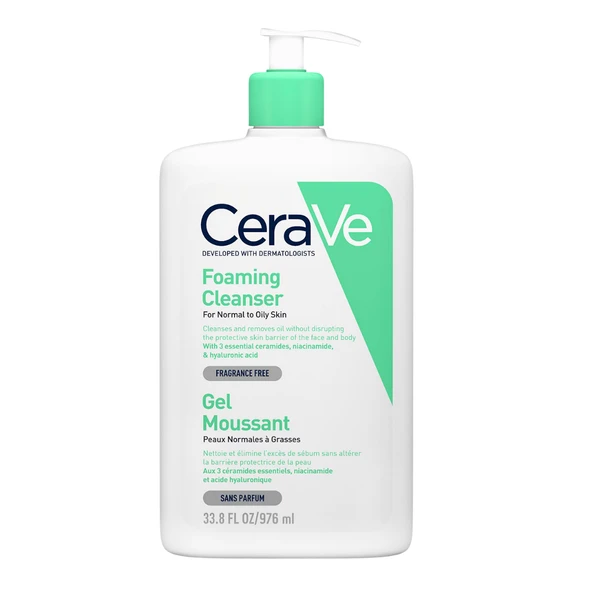 CeraVe Normal ve Yağlıya Dönük Ciltler İçin Köpüren Temizleyici 976 Ml ürün görseli 1