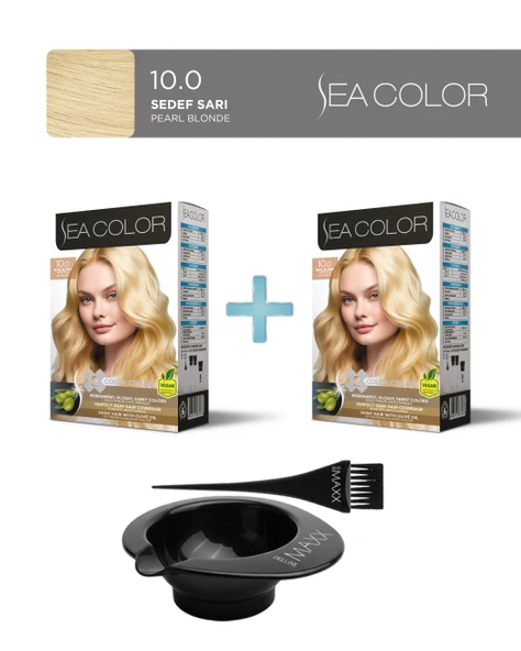 Sea Color 2'li Paket Set Saç Boyası 10.0 Sedef Sarı, Boya Tası ve Fırça Hediye! ürün görseli 1