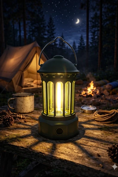 Glr L800SR Retro Tasarım Şarjlı Kamp Lambası - 200 Lümen Vintage Fener, 3 Modlu Led Işık ürün görseli 1