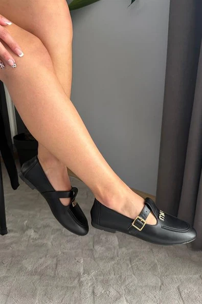 Norino Kadın Miyo Siyah Cilt Yuvarlak Burun Günlük Babet ürün görseli 1