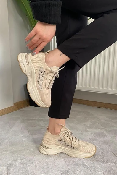 Norino Kadın Fabri Ten Triko Taşlı Spor Ayakkabı & Sneaker ürün görseli 1
