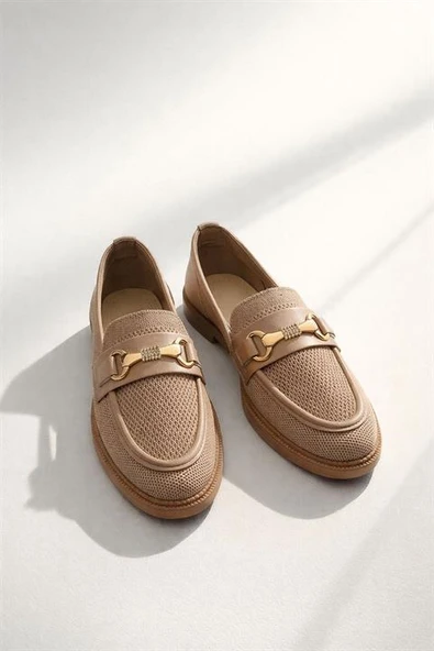 Norino Kadın Marie Nud Triko Metal Tokalı Kadın Loafer Günlük Makosen Ayakkabı ürün görseli 1