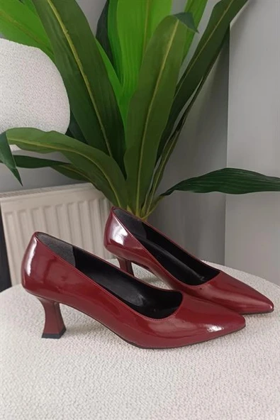 Norino Kadın Sity Bordo Rugan 6 cm İnce Topuklu Stiletto ürün görseli 1
