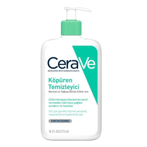 CeraVe Normal ve Yağlıya Dönük Ciltler İçin Köpüren Temizleyici 473 Ml ürün görseli 1