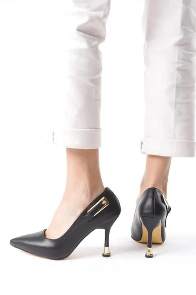 Norino Kadın Fascino Siyah Deri Stiletto Topuklu Ayakkabı ürün görseli 1