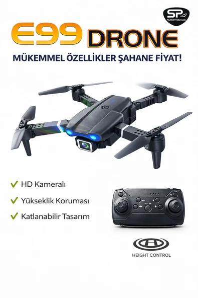 Drone Katlanabilir, HD Kameralı Akıllı Drone Uzaktan Kumandalı Kolay Kontrollü Drone ürün görseli 1