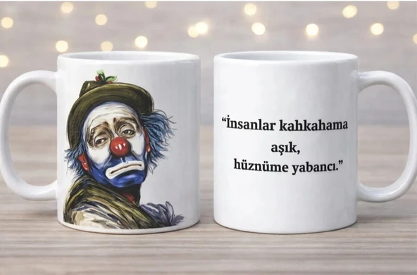 Kişiye Özel Palyaço Baskılı Kupa Bardak (Çift Taraflı Baskı) ürün görseli 1